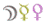 Moon, Mercury, and Venus symbols